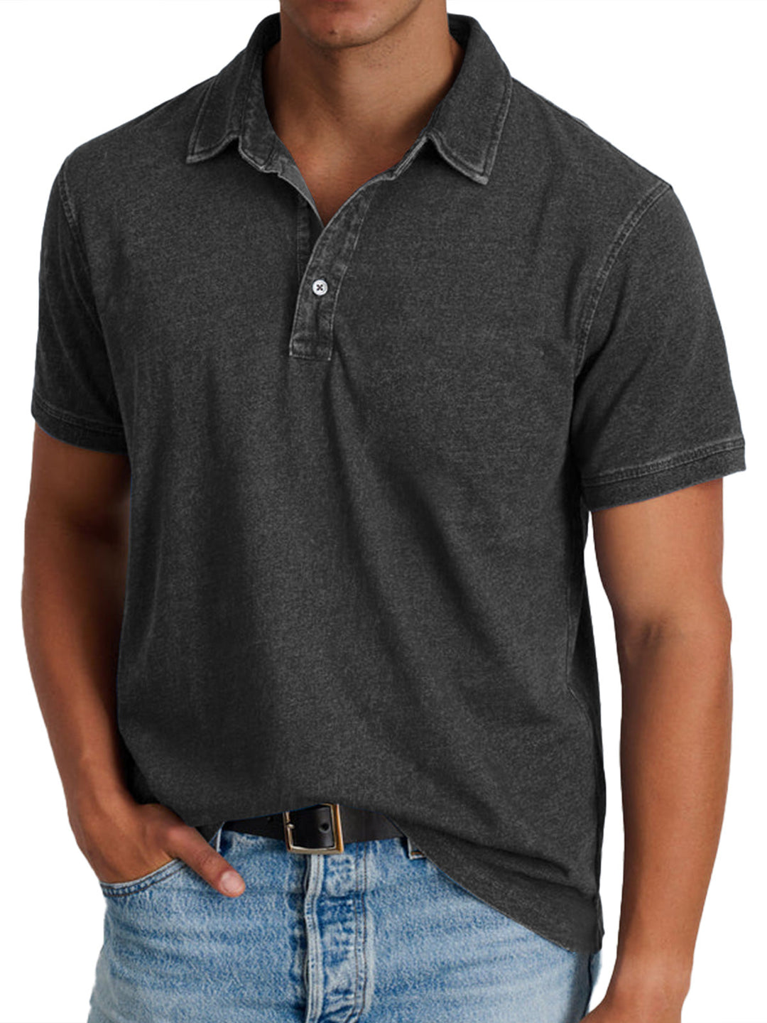 Bram | Men's Polo Shirt Relaxed-Fit Button Front Casual Wear