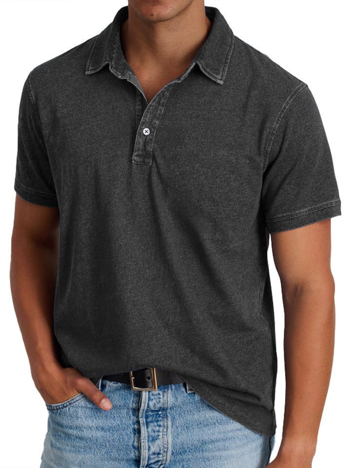 Bram | Men's Polo Shirt Relaxed-Fit Button Front Casual Wear