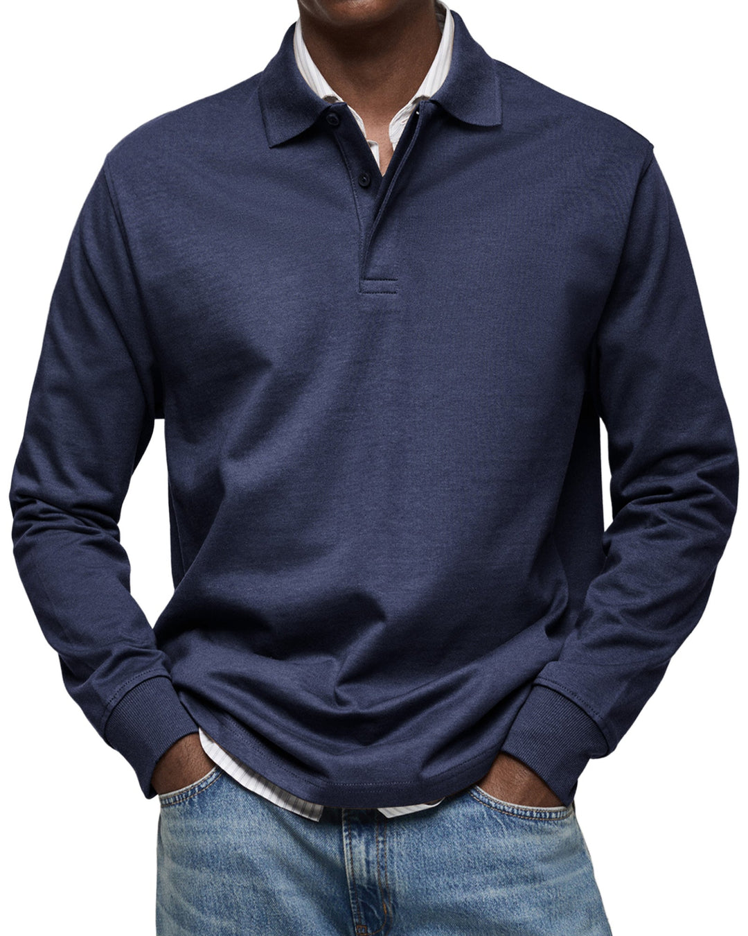 Elias | Long Sleeve Button-Front Polo Shirt for Men