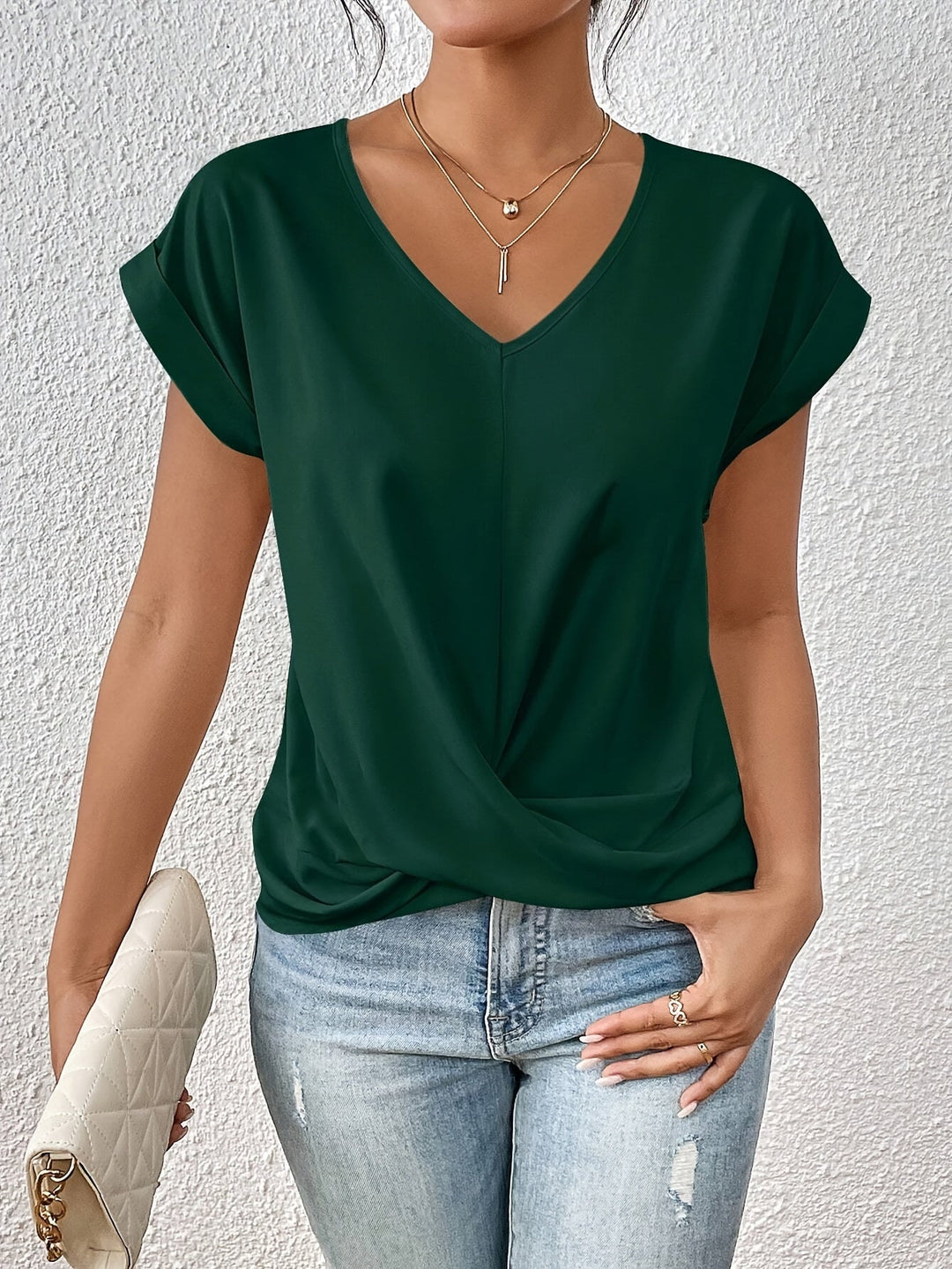 Kirsten | Women's Sweetheart Neck T-Shirt Short Sleeve Casual Top