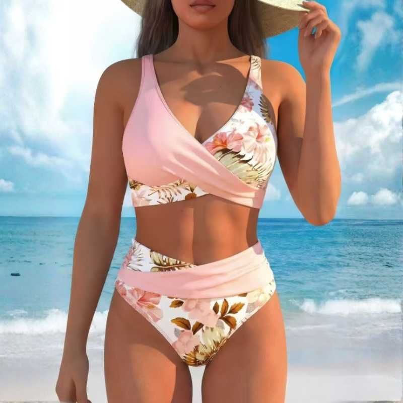 Adriana | High-Waist Two-Piece Swimsuit with V-Neck and Side Tie