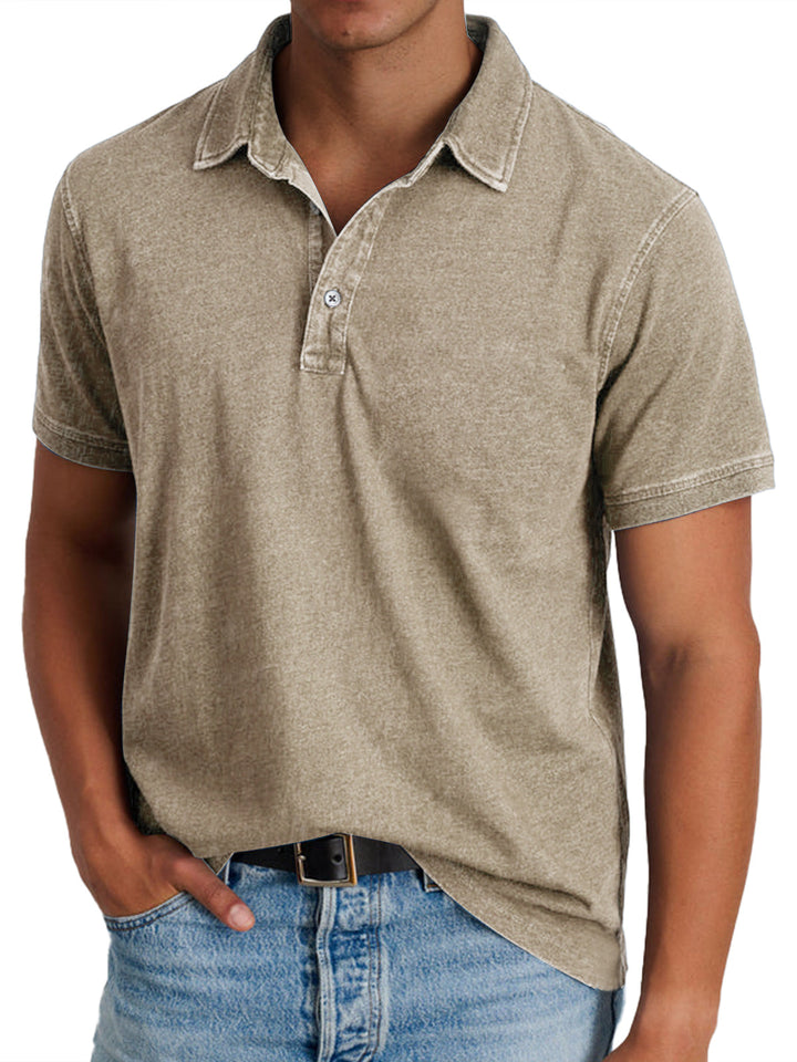 Bram | Men's Polo Shirt Relaxed-Fit Button Front Casual Wear