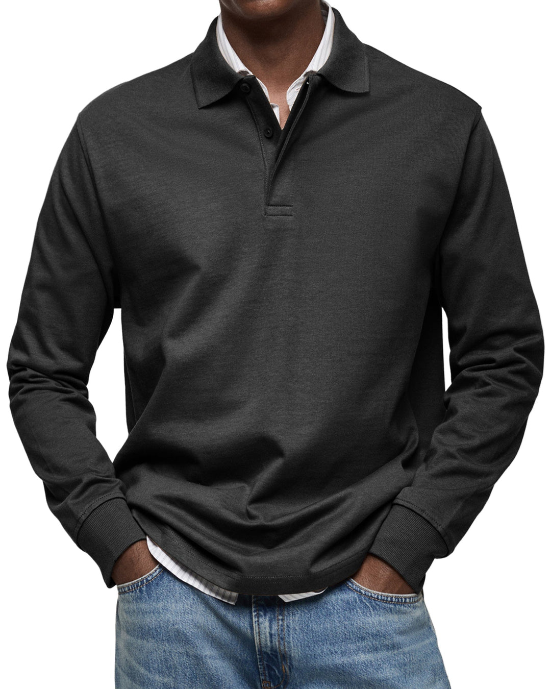 Elias | Long Sleeve Button-Front Polo Shirt for Men