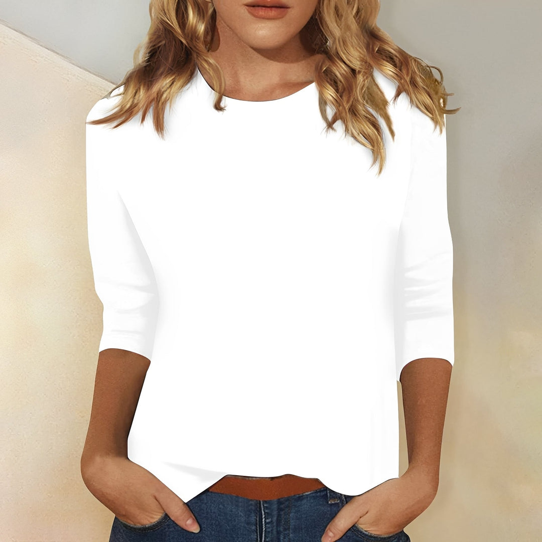 Lena | Women's Relaxed-Fit Top 3/4 Sleeve Crew Neck Everyday Shirt