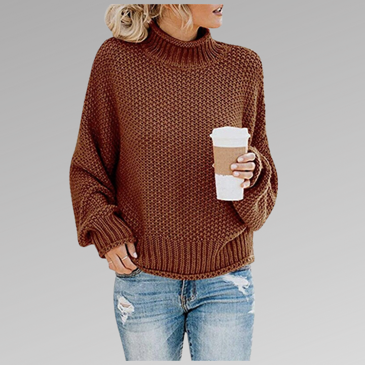 Olive | Chunky Knit Oversized Sweater with Ribbed Cuffs for Women