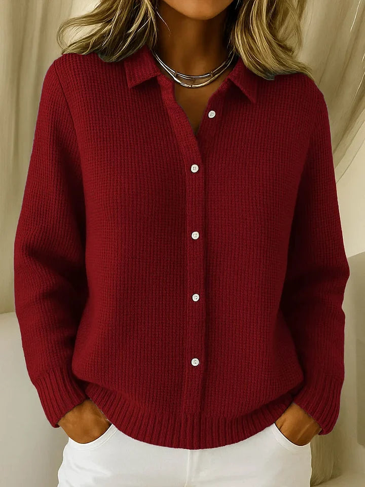 Pippa | Ribbed Knit Sweater with Stand-Up Collar for Women