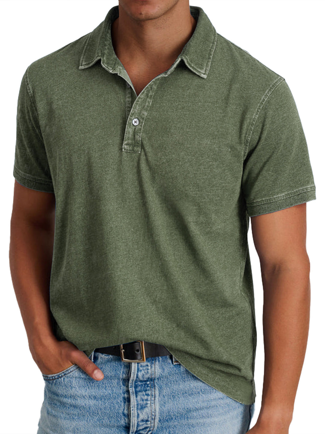 Bram | Men's Polo Shirt Relaxed-Fit Button Front Casual Wear