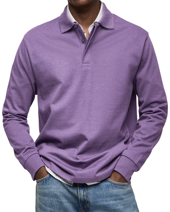 Elias | Long Sleeve Button-Front Polo Shirt for Men