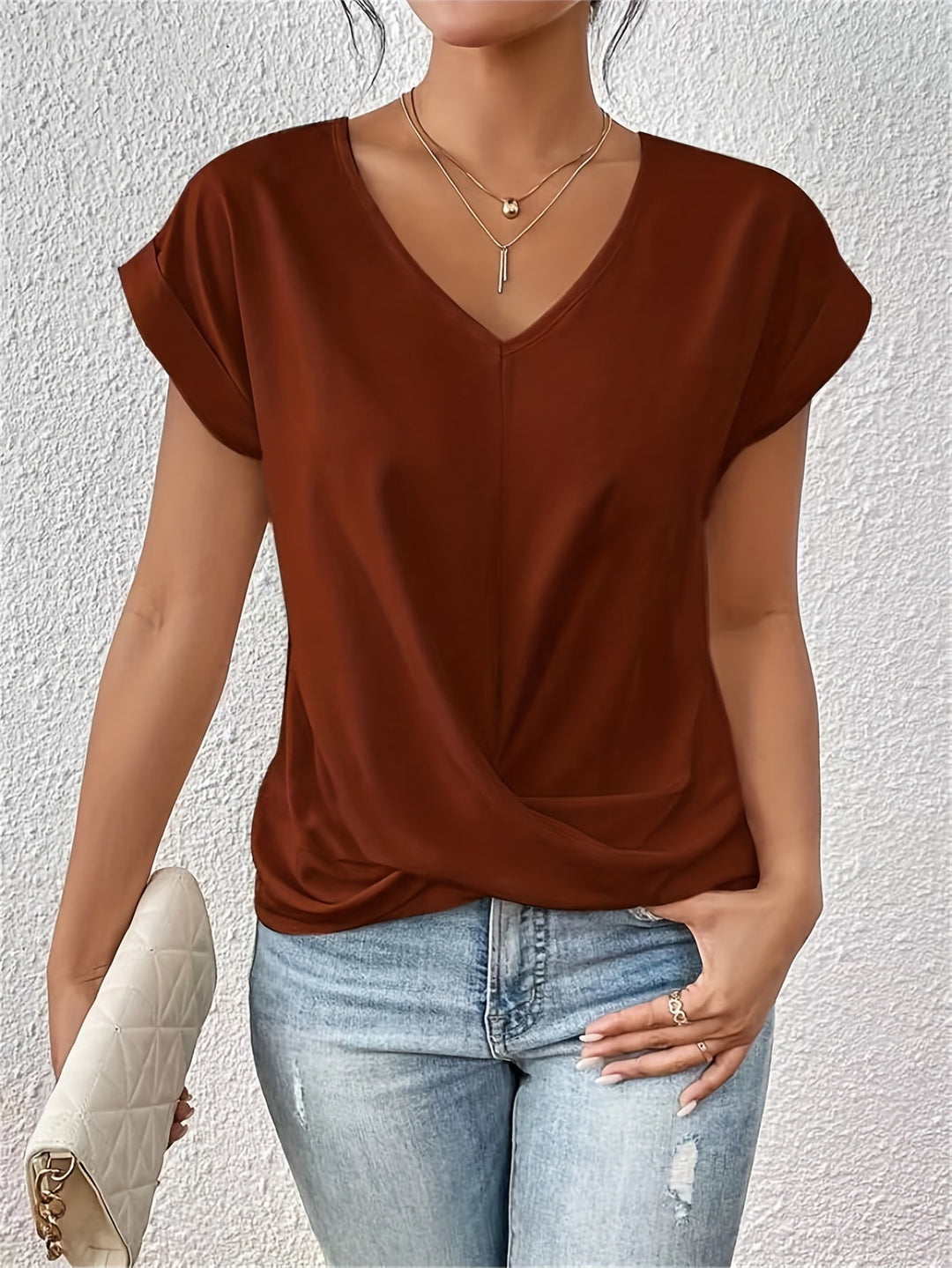 Kirsten | Women's Sweetheart Neck T-Shirt Short Sleeve Casual Top