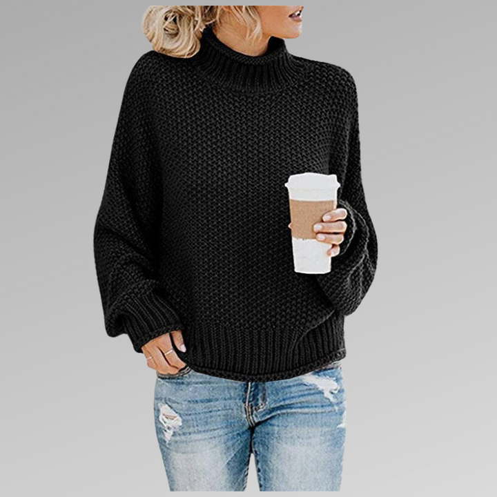 Olive | Chunky Knit Oversized Sweater with Ribbed Cuffs for Women