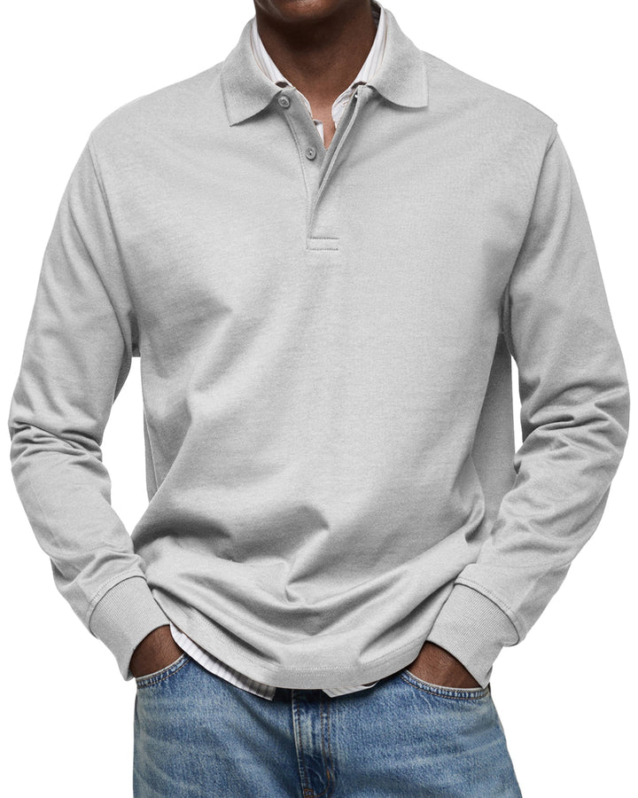 Elias | Long Sleeve Button-Front Polo Shirt for Men