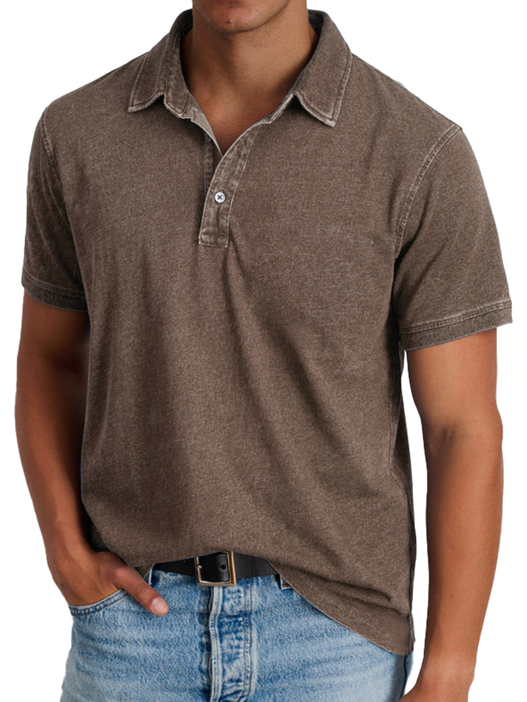 Bram | Men's Polo Shirt Relaxed-Fit Button Front Casual Wear