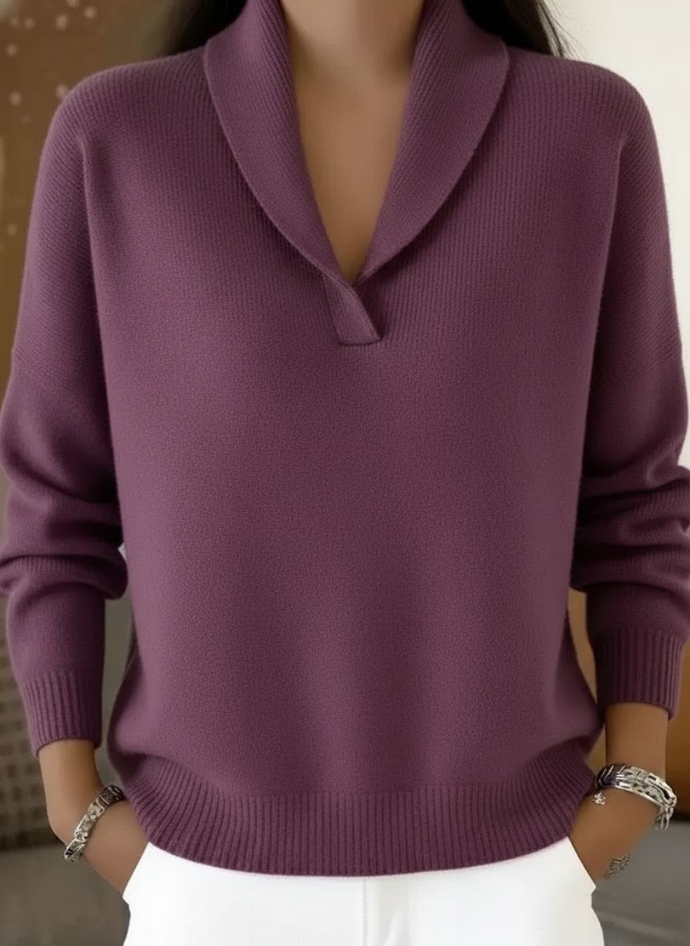 Sofie | V-Neck Ribbed Knit Pullover