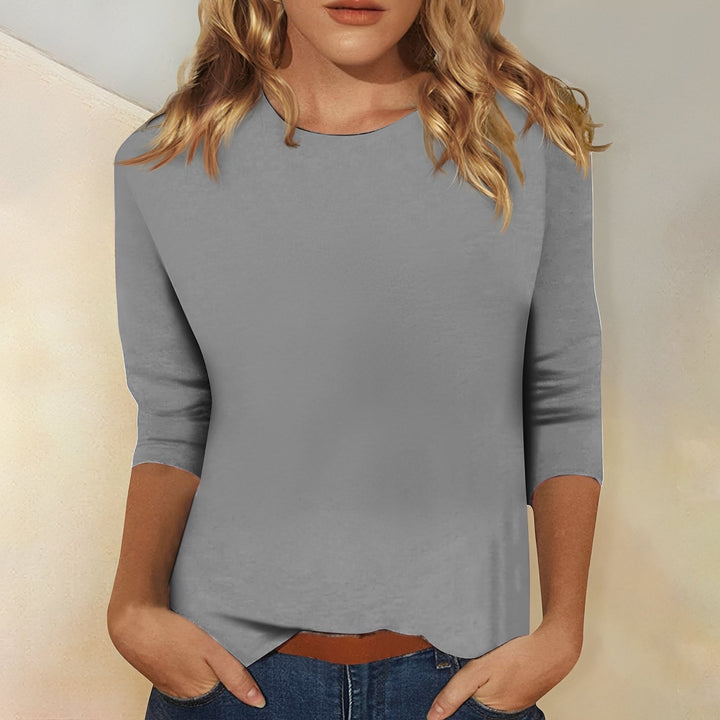 Lena | Women's Relaxed-Fit Top 3/4 Sleeve Crew Neck Everyday Shirt