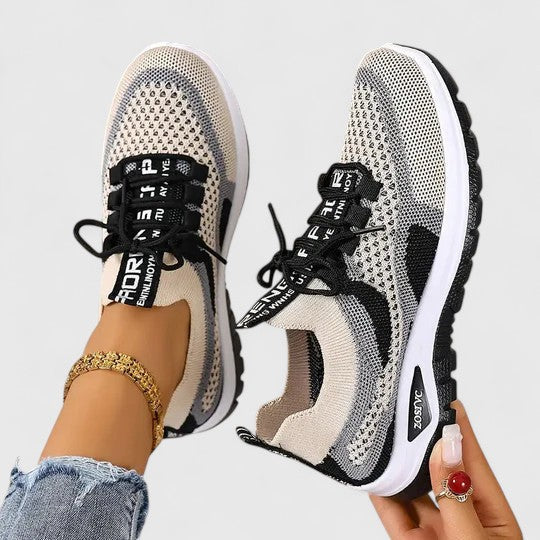 Skye | Cushioned Lace-Up Sneakers with Breathable Knit Upper for Women