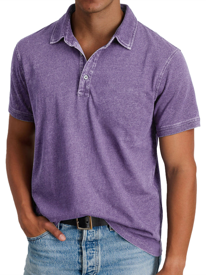 Bram | Men's Polo Shirt Relaxed-Fit Button Front Casual Wear