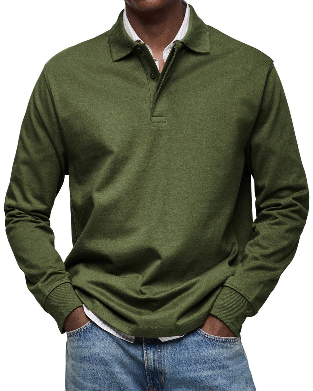Elias | Long Sleeve Button-Front Polo Shirt for Men
