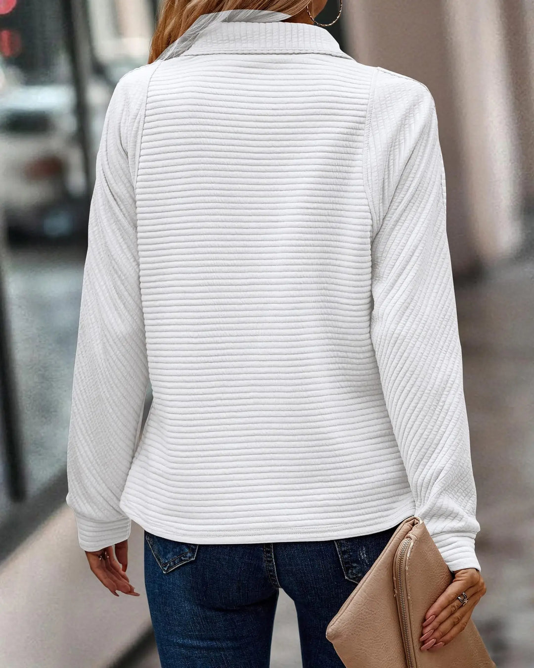 Roos | Zip V-Neck Pullover Sweater for Women