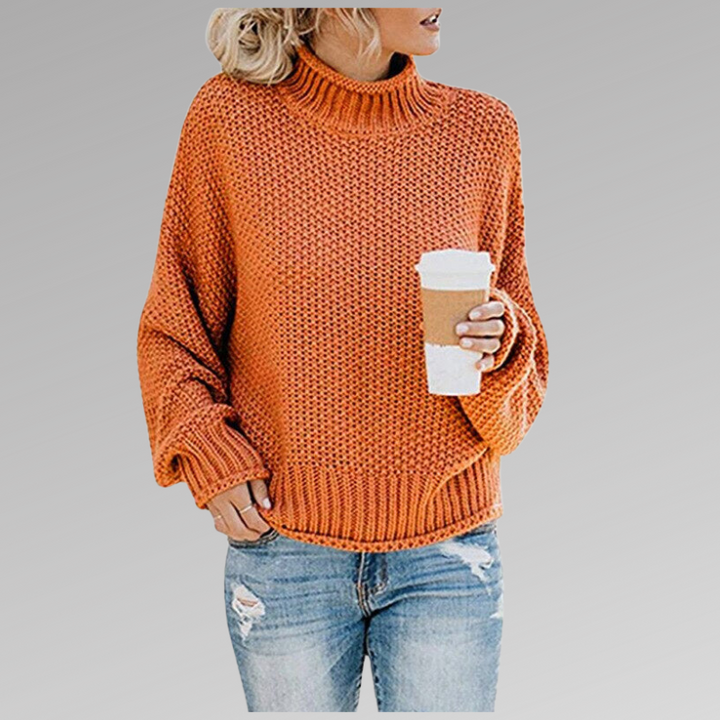 Olive | Chunky Knit Oversized Sweater with Ribbed Cuffs for Women