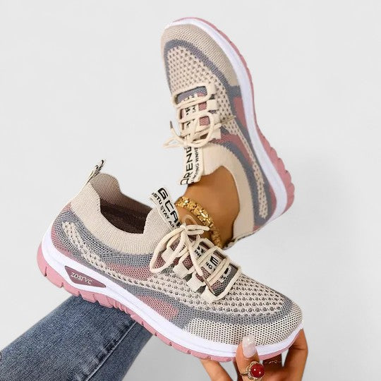 Skye | Cushioned Lace-Up Sneakers with Breathable Knit Upper for Women