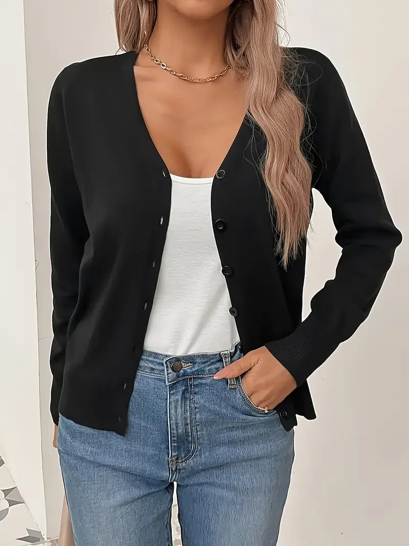 Tessa | Button-Front V-Neck Knit Cardigan for Women
