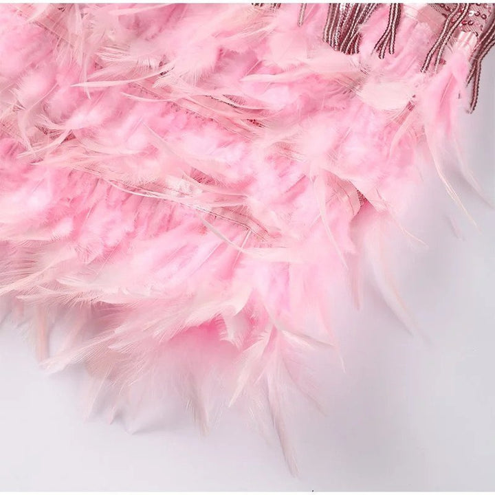 Malou Women's Mini Dress with Feather Trim – Cocktail Party