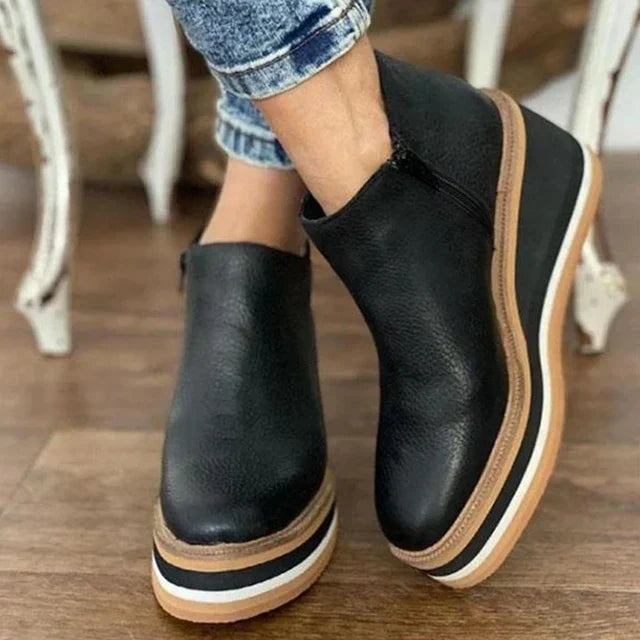 Maike | Wedge Slip-On Ankle Boots with Round Toe for Women