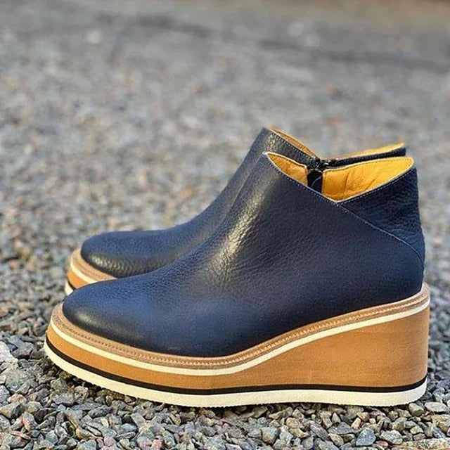 Maike | Wedge Slip-On Ankle Boots with Round Toe for Women