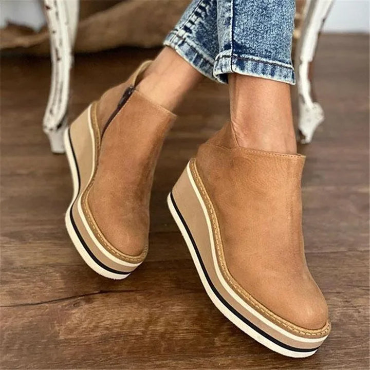 Maike | Wedge Slip-On Ankle Boots with Round Toe for Women