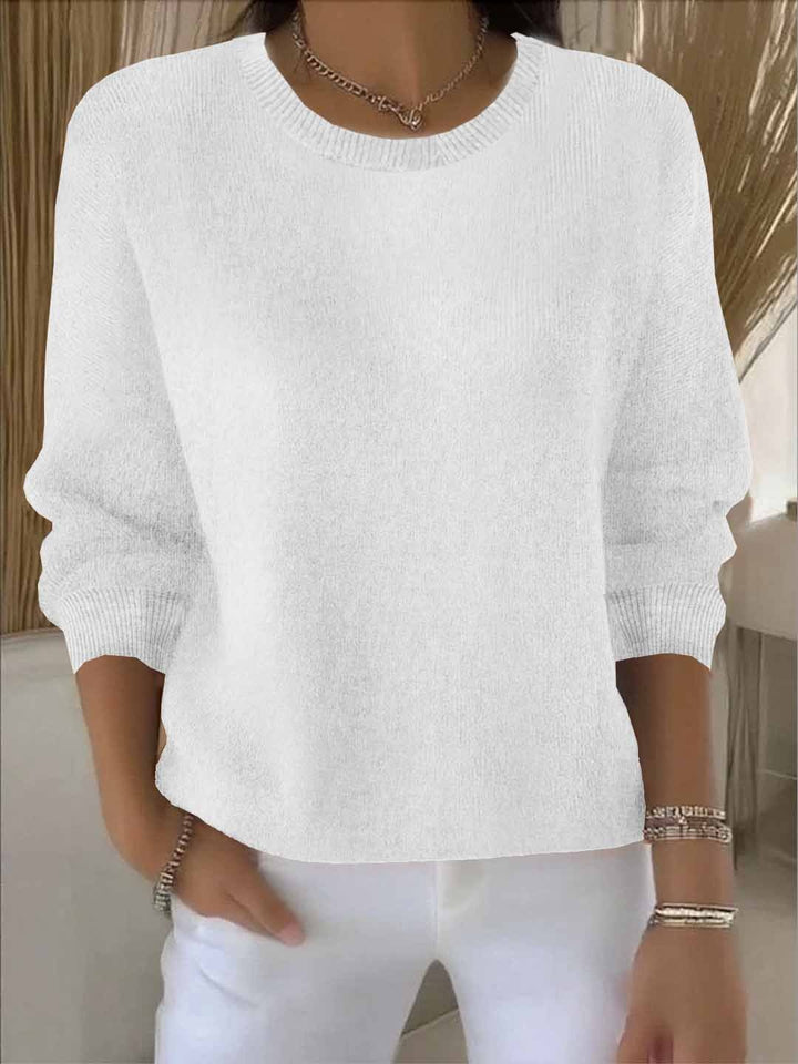 Oona | Ribbed Crew Neck Sweater with Long Sleeves for Women