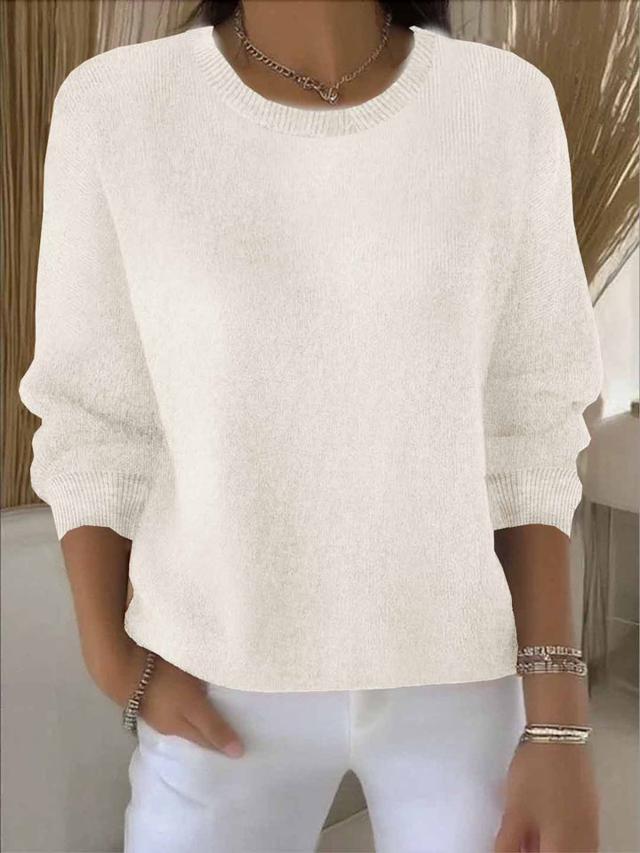 Oona | Ribbed Crew Neck Sweater with Long Sleeves for Women