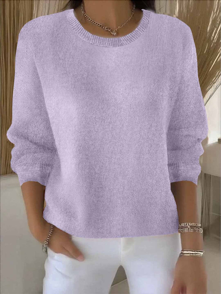 Oona | Ribbed Crew Neck Sweater with Long Sleeves for Women