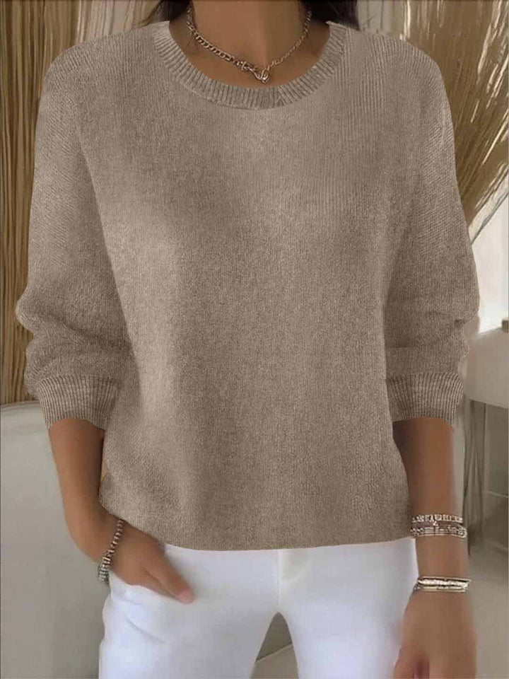 Oona | Ribbed Crew Neck Sweater with Long Sleeves for Women