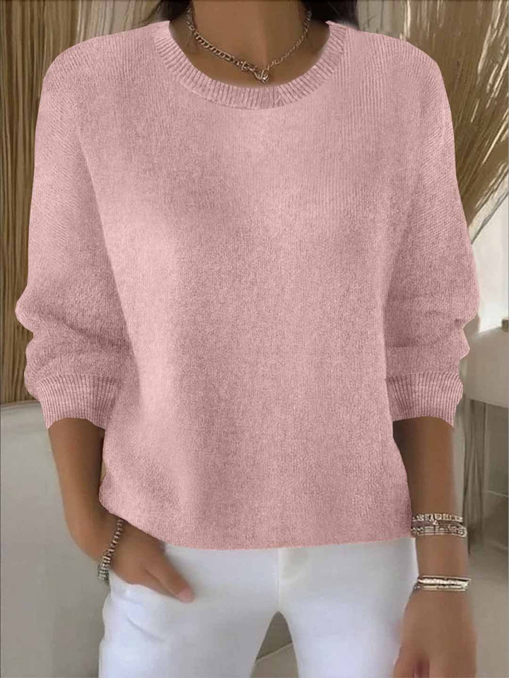 Oona | Ribbed Crew Neck Sweater with Long Sleeves for Women