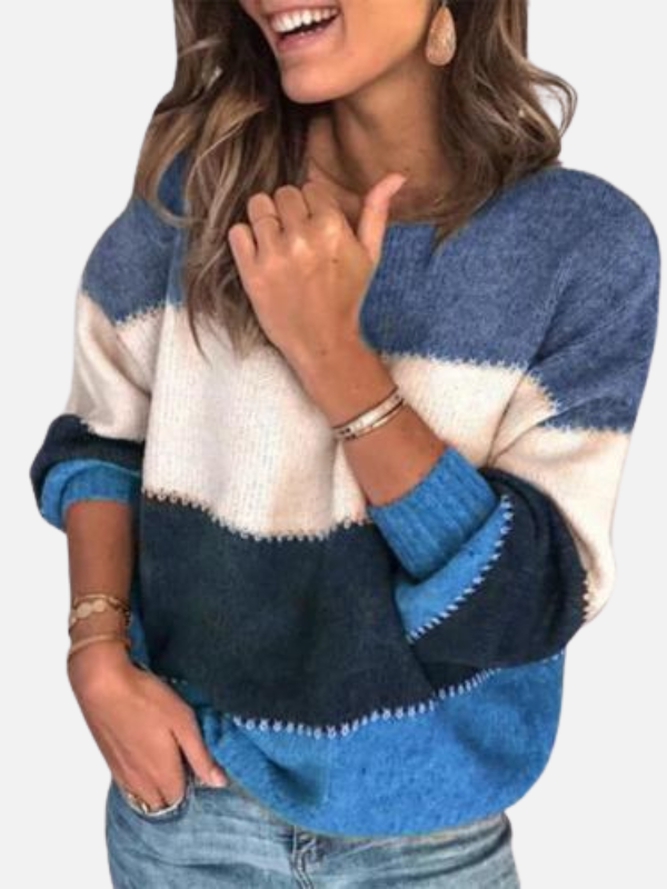 Selma | Round Neck Colorblock Knit Sweater for Women