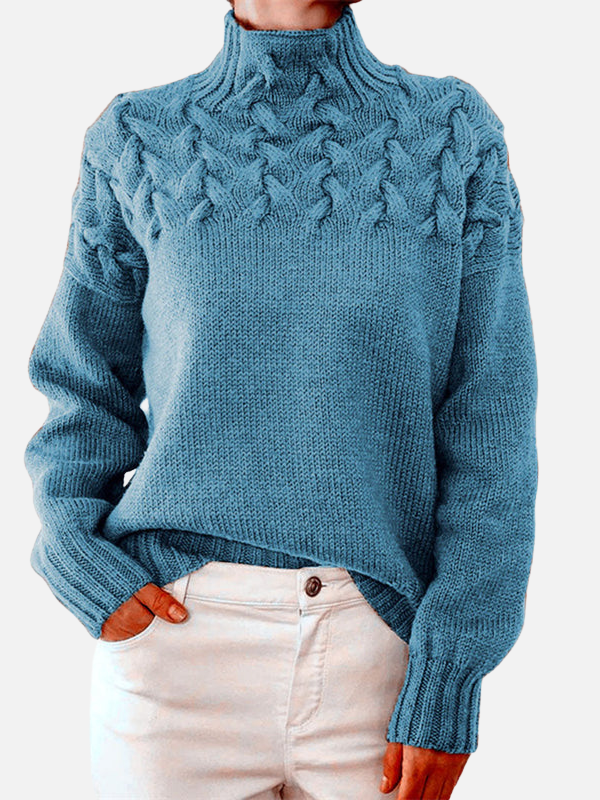 Saskia | Cable-Knit Turtleneck Sweater with Ribbed Cuffs for Women