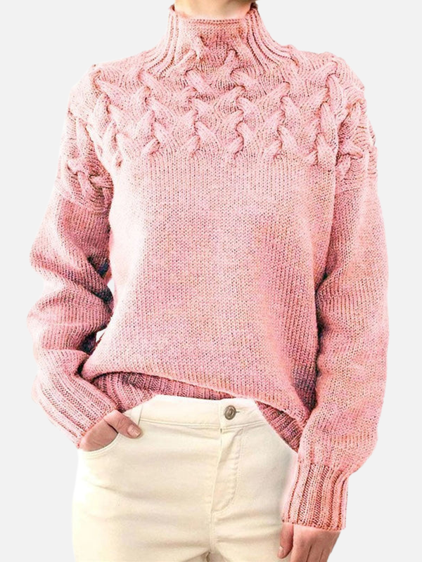 Saskia | Cable-Knit Turtleneck Sweater with Ribbed Cuffs for Women