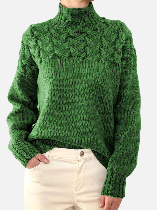 Saskia | Cable-Knit Turtleneck Sweater with Ribbed Cuffs for Women