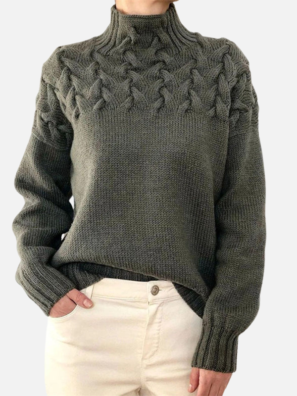 Saskia | Cable-Knit Turtleneck Sweater with Ribbed Cuffs for Women