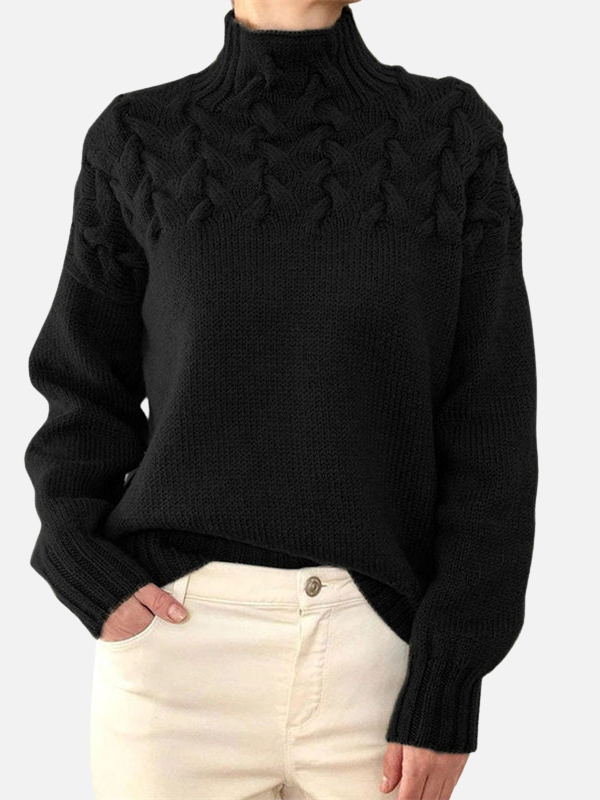 Saskia | Cable-Knit Turtleneck Sweater with Ribbed Cuffs for Women
