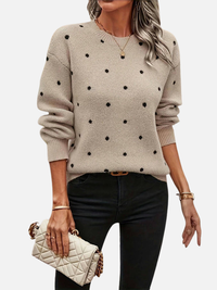 Signe | Ribbed Round Neck Polka Dot Knit Sweater for Women
