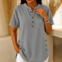 Juliette | Women's Henley Tunic Top with Side Buttons