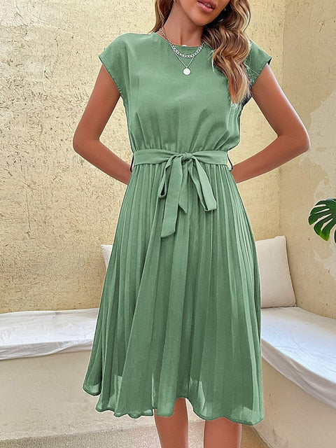 Nadeline | Pleated Short-Sleeve Mini Dress for Summer