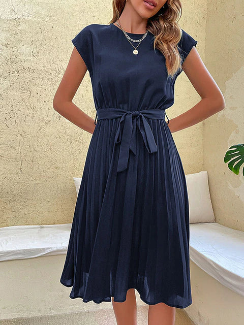 Nadeline | Pleated Short-Sleeve Mini Dress for Summer