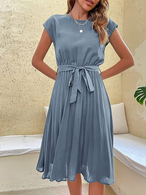 Nadeline | Pleated Short-Sleeve Mini Dress for Summer
