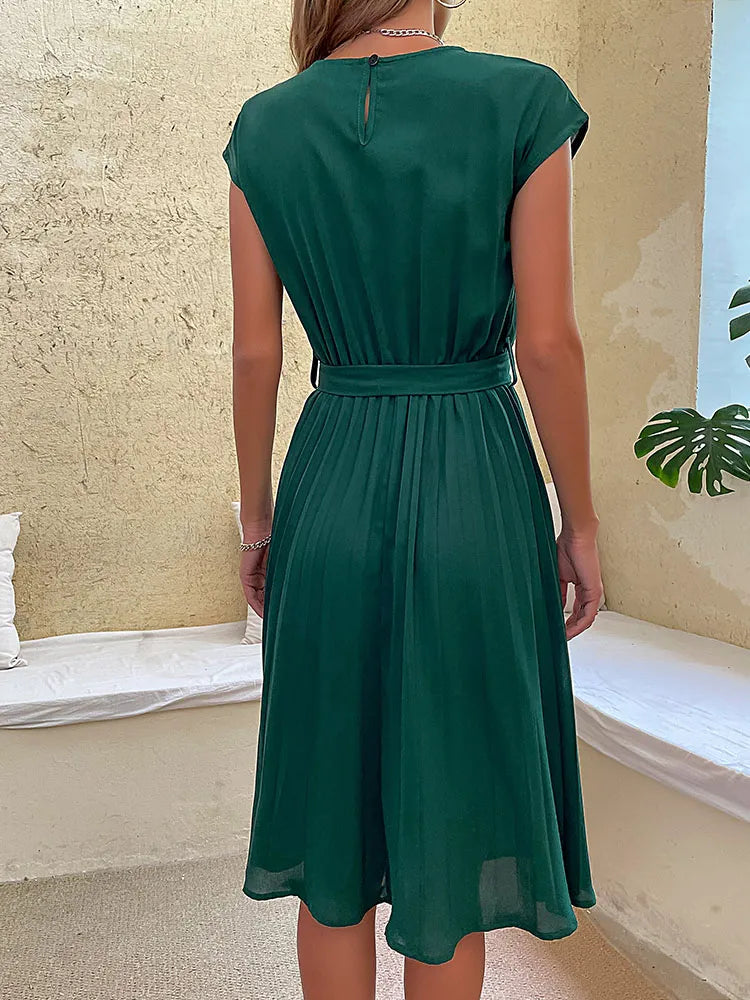 Nadeline | Pleated Short-Sleeve Mini Dress for Summer