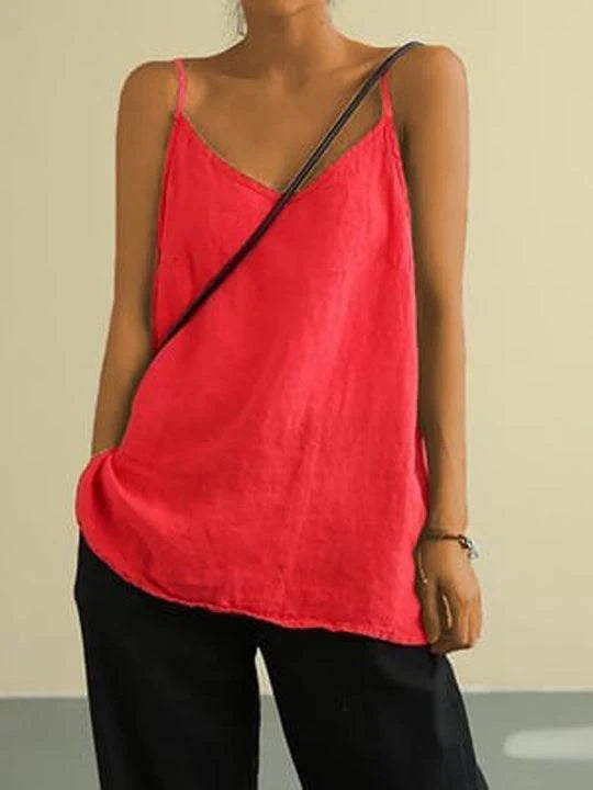 Lotte | Women's V-Neck Cami Top Relaxed-Fit Spaghetti Strap Tank