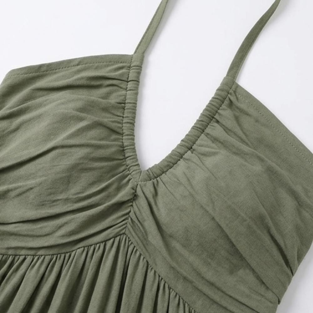 Katja | Women's Halter Maxi Dress with Twist-Front V-Neck