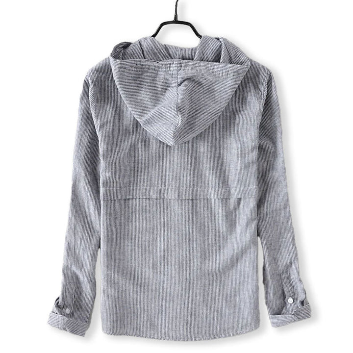 Casper | Hooded Long Sleeve Shirt with Curved Hem for Men