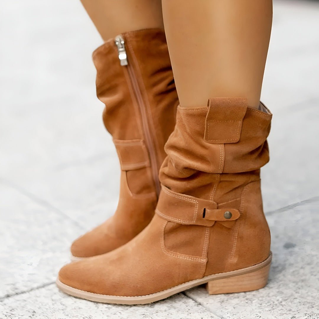 Ivy | Slouchy Suede Ankle Boots with Pull-On Fit for Women